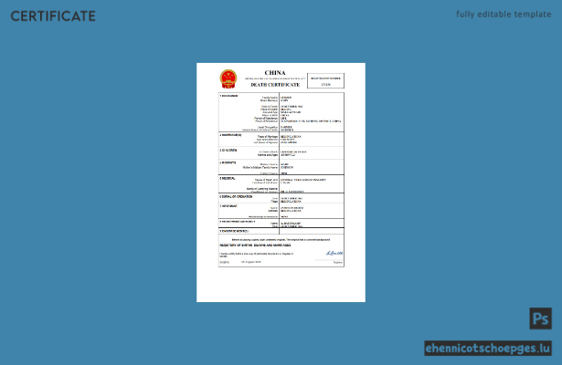 Chinesische Sterbeurkunde (Word- und PDF-Beispiel)